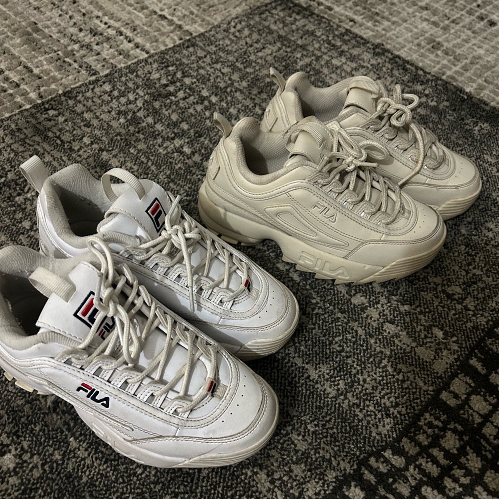 Fila Cream and White Athletic Shoes